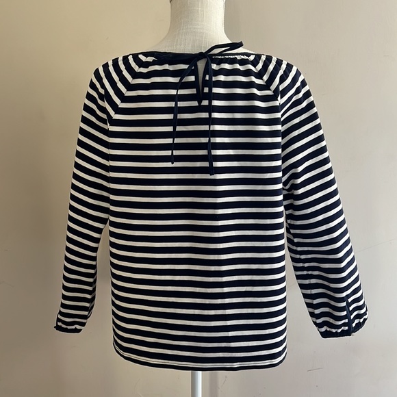 J. Crew Stripes Navy & White Blouse Size: M - Picture 5 of 11